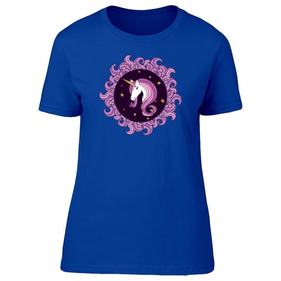 Wavy Circle Frame Unicorn T-Shirt Women -Image by Shutterstock, Female Small