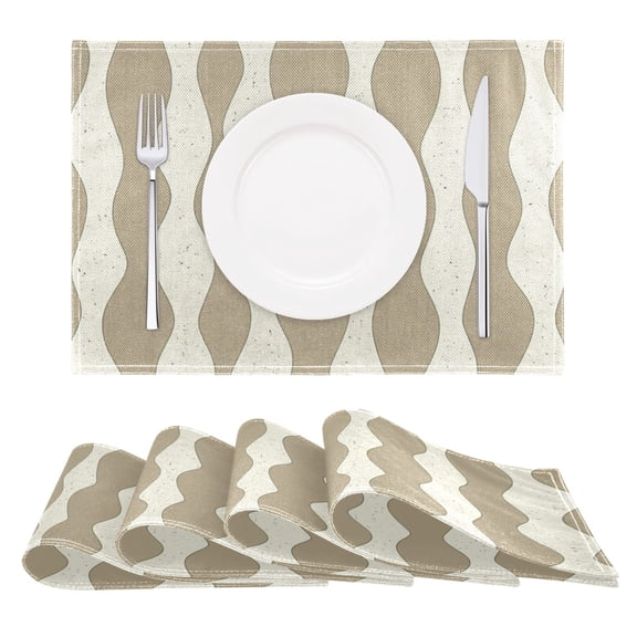 Wavy Cream Pattern Reversible Placemat Non Slip Coffee Mat 18x12 Inch for Dining, Kitchen, Coffee