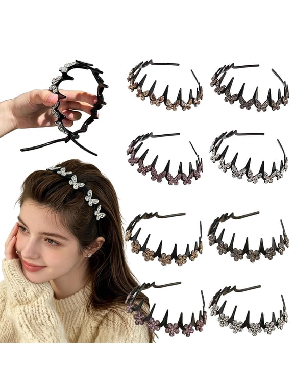 Wavy Crystal Butterfly Headband for Women, Non-Slip Rhinestone Hair Hoop, Lightweight Sparkly Wave Headband, Elegant Wedding Party Hair Accessory for Daily Styling