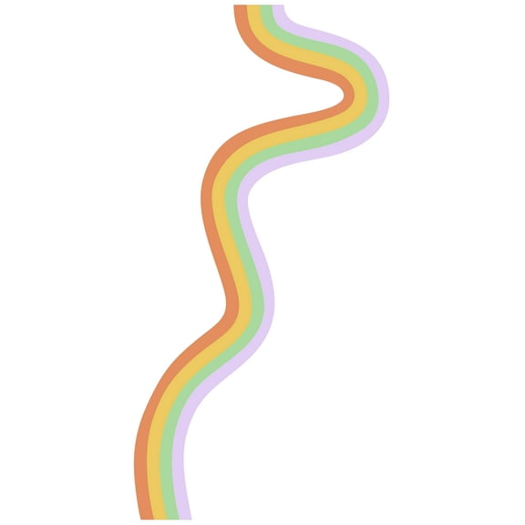 Wavy Design of a Beautiful and Colorful Rainbow for Relaxing Wall Decoration - Abstract and Aesthetic Background of Rainbow Artwork Design for Living Room Vinyl Wall 20" x 10"