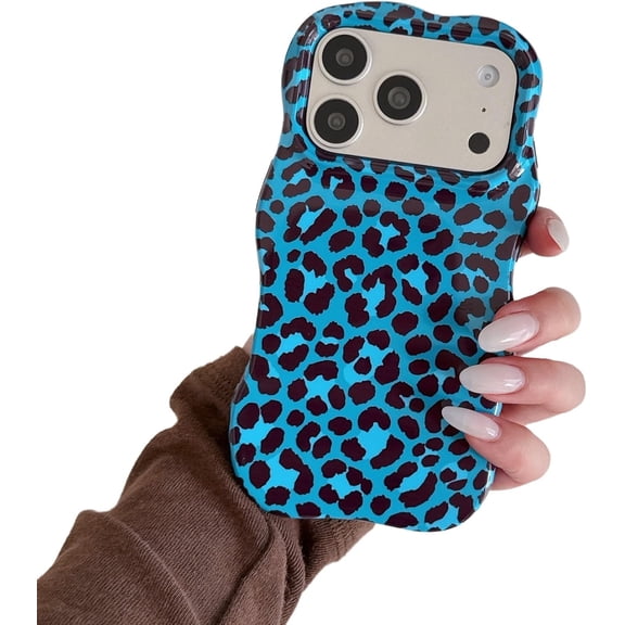 Wavy Edge Leopard Cheetah Phone Case for iPhone (iPhone 14 Pro,Green)