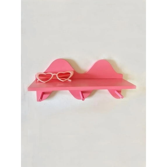 Wavy Floating Shelves For Wall Shelf With Hooks Key Holder Purse Rack Hanger 15"