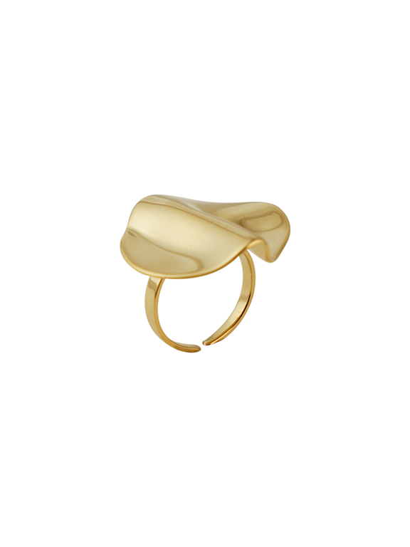 Wavy Gold Artisan Ring for Women, Stainless Steel Elegant Minimalist Jewelry Gift