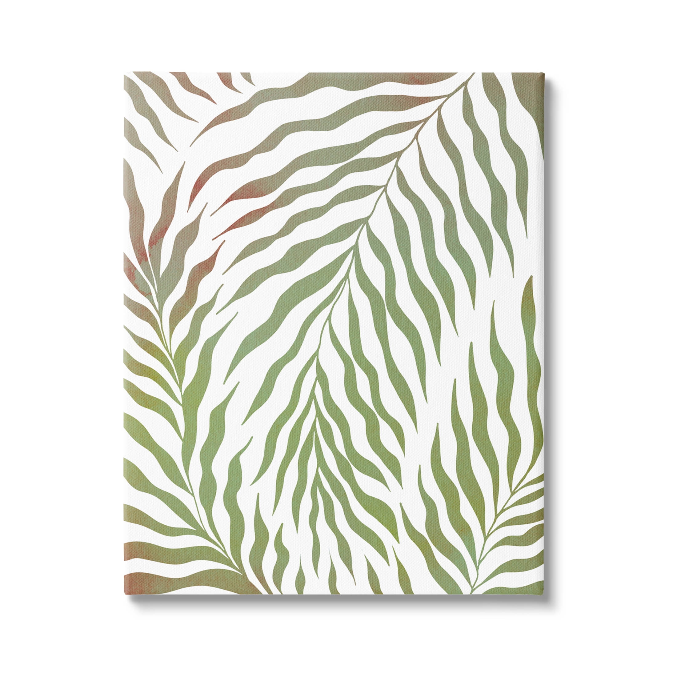Wavy Green Botanical Leaves Botanical & Floral Graphic Art Gallery Wrapped Canvas Print Wall Art