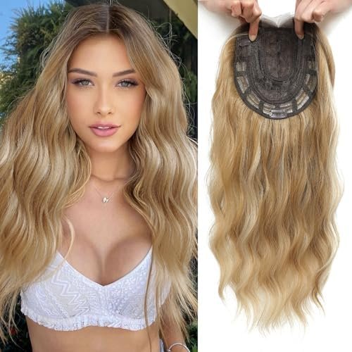 Wavy Hair Toppers for Women - 20" with Bangs, 6.5"x6.5" Base, Adds Volume to Thinning Hair