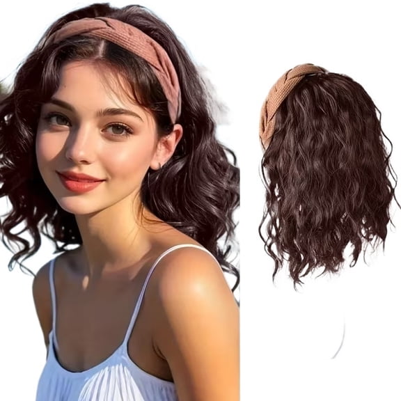 Wavy Half Hair Wigs - Lightweight Synthetic Hairpiece with Natural Water Ripple Effect for Everyday Use Breathable, lightweight