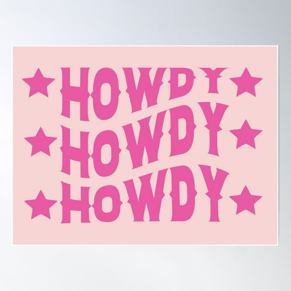 Wavy Hot Pink Howdy With Stars Country Western Cowgirl Aesthetic Poster Wall Art, Modern Wall Decor For Living Room Bedroom, 24x36 UNFRAMED