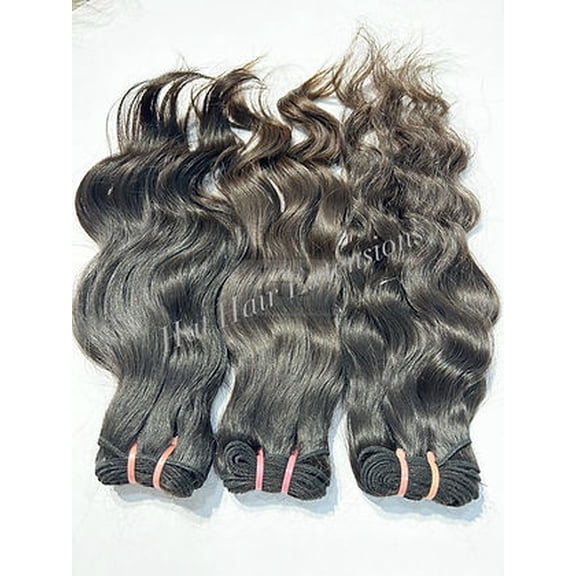 Wavy Indian Human Hair Extensions, Machine Weft 100g raw unprocessed hair