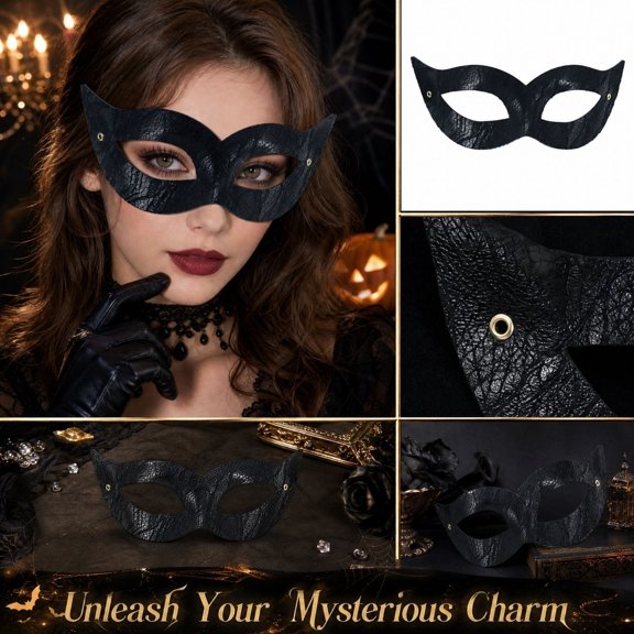 Wavy Lace Pattern Masquerade Eye Mask, Slim Half Face Venetian Costume Mask for Halloween Carnival Bachelor Party Cosplay Outfit