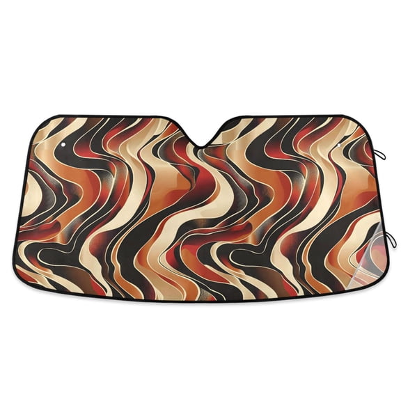 Wavy Line Car Windshield Sun Shade Foldable Car Front Window Visor Heat and UV Protection 53x23.5