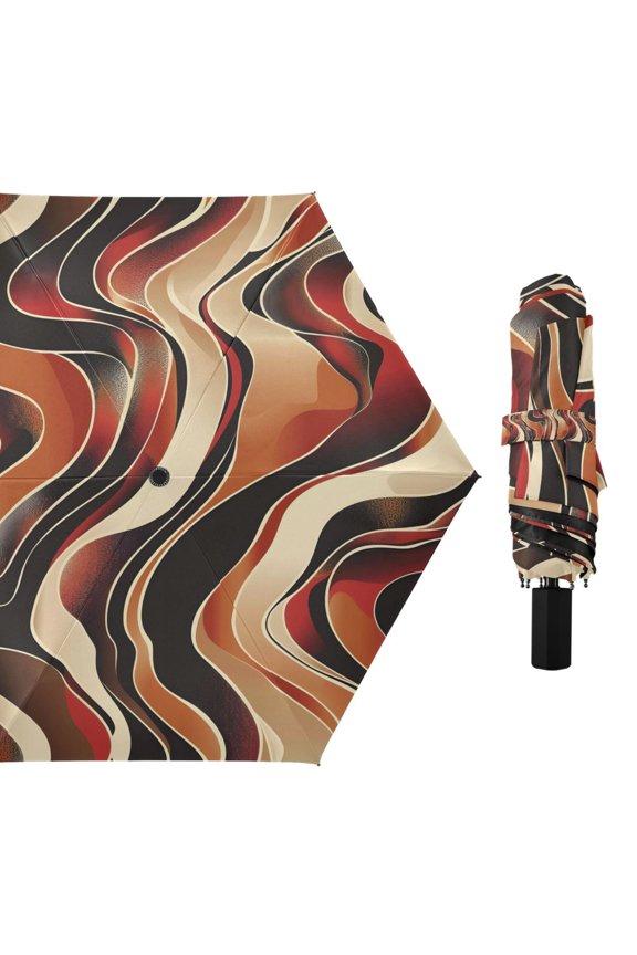 Wavy Line Compact Sun Umbrella Windproof Travel Umbrellas for Rain Strong Portable UV Protection