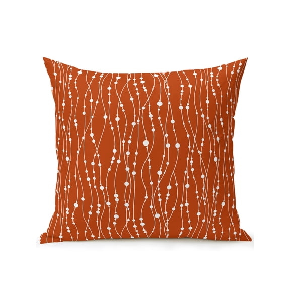 Wavy Lines 16x16 Inch Outdoor Throw Pillow with Insert, Set of 1 Summer Dotted Strands Country Farmhouse Rust Red Waterproof Decorative Square Cushions for Patio Porch Couch Sofa