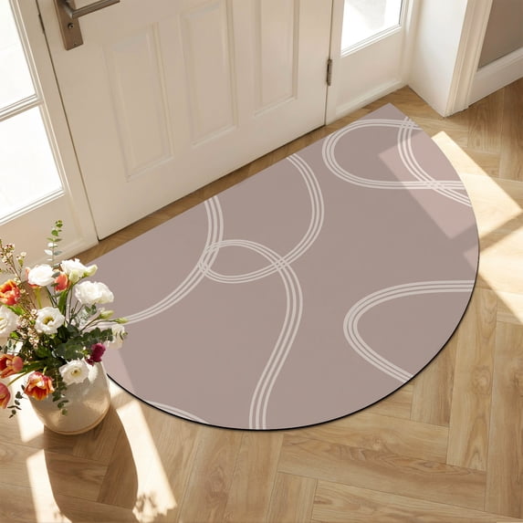 Wavy Lines Half Round Diatomaceous Earth Doormat, 24