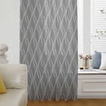 thumbnail image 1 of Wavy Lines Semi Sheer Curtains Drapes for Living Room, Bedroom, French Doors Window 54 Inches Long, Abstract Minimalist Pattern Gray Rod Pocket Chiffon Curtain Drapery Voile Draperies Panel, 1 of 8