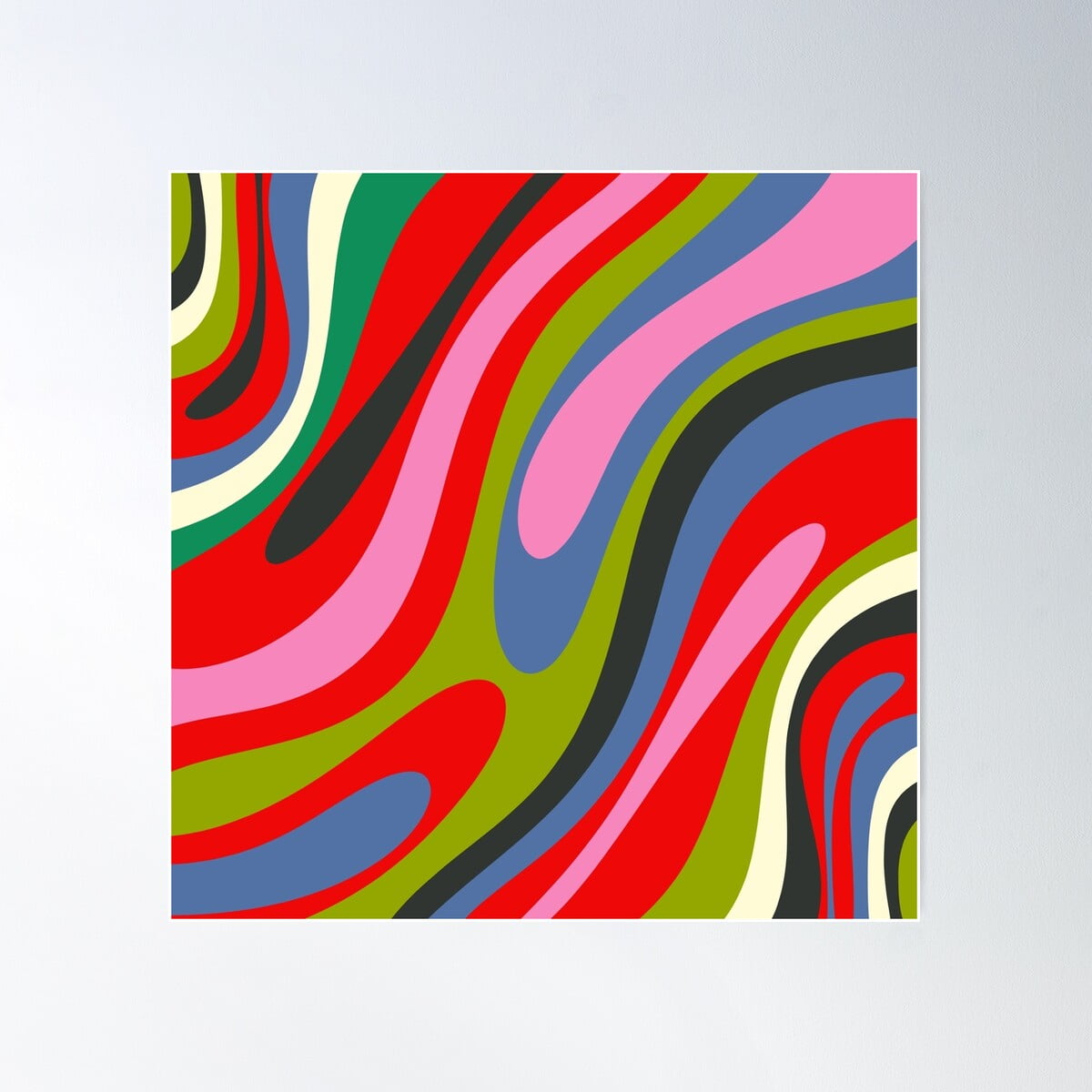 Wavy Loops Multicolor Retro Abstract Maximalist Pattern Lime Red Blue ...