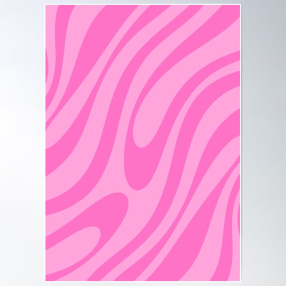 Wavy Loops Retro Abstract Pattern In Double Y2K Pink Poster Wall Art, Modern Wall Decor For Living Room Bedroom, 8x12 UNFRAMED