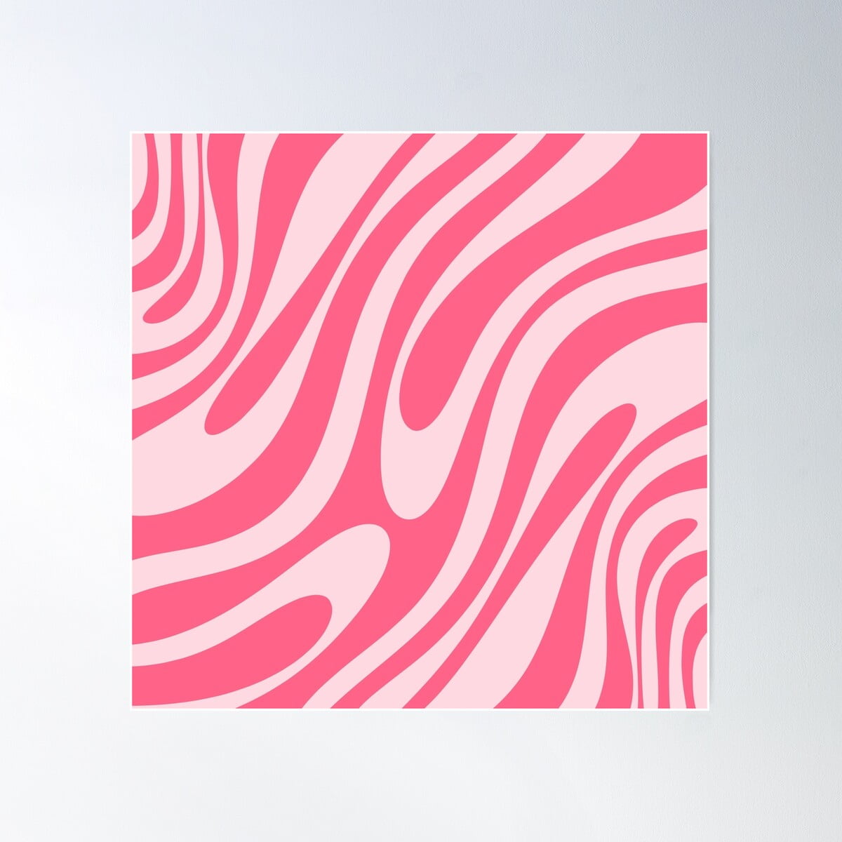 Wavy Loops Retro Modern Abstract Pattern Candy Pink Two Tone Poster ...
