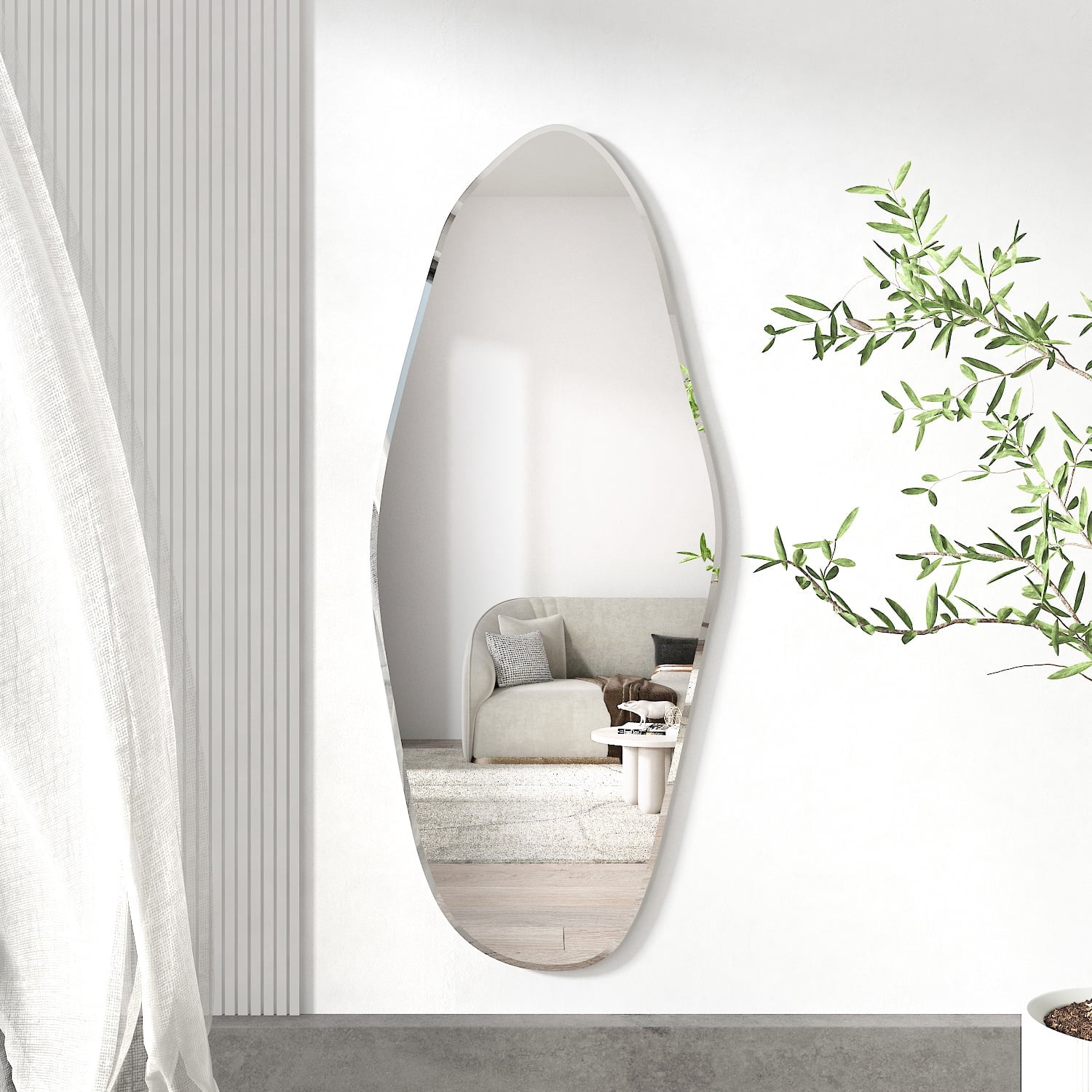 Wavy Mirror Full Length,Irregular Wall Mirror for Living Room Bathroom ...