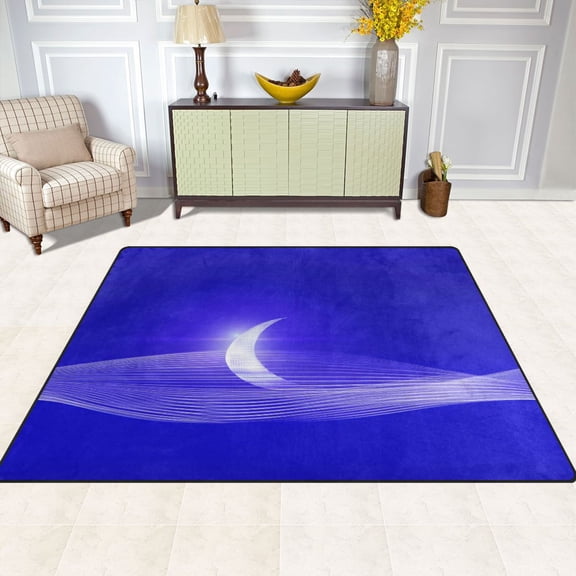 Wavy Moonlight 80''x58'' Extra Large Plush Memory Foam Rug, Soft, Absorbent, Non Slip