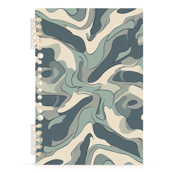 Wavy Pattern A5 8.3x5.7in PP Notebook, Adjustable Rings, 60 Sheets, Diary or Journey Note