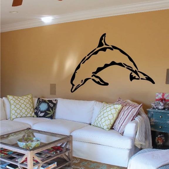 Wavy Pattern Dolphin Decal - 36 Inches