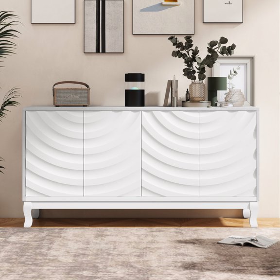 Wavy Pattern Doors & Ample Storage / Stylish Organization in Primary Living Spaces