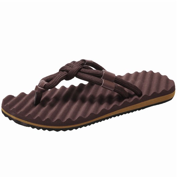Wavy Pattern Thick Sole Slide Sandals, Woven Rope Flip-Flops, Anti-Slip And Wear-Resistant Casual Slippers