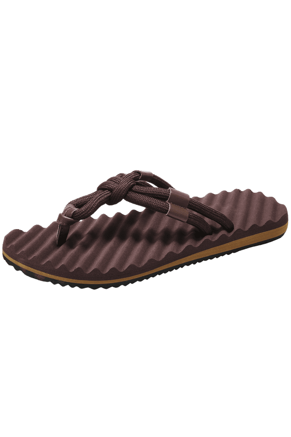 Wavy Pattern Thick Sole Slide Sandals, Woven Rope Flip-Flops, Anti-Slip And Wear-Resistant Casual Slippers