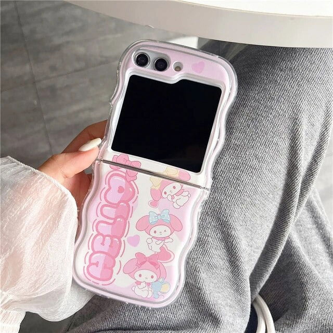 Wavy Phone Case For Samsung Galaxy Z Flip 5 4 3 Cute Hello Kitty ...