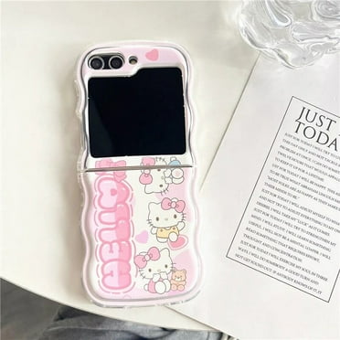 Wavy Phone Cases For Samsung Galaxy Z Flip 4 5 3 Cute Lotso Hello Kitty Blue Cinnamoroll Sanrio Kuromi Edge Back Cover