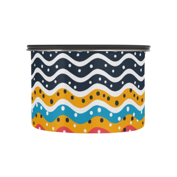 Wavy Polka Dots Airtight Coffee Bean Canister 17oz Food Storage Containers with Lids For Gournd, Tea, Sugar, Flour, Rice, Cereal, Candy Cookie Jar