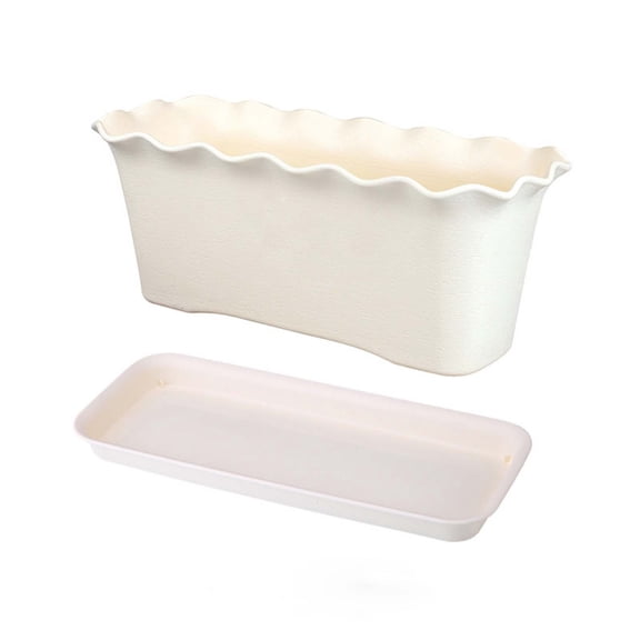Wavy Rim Flower Planter Trough, 11.88in Garden Plant Pot for Balcony Patio Windowsill Planting