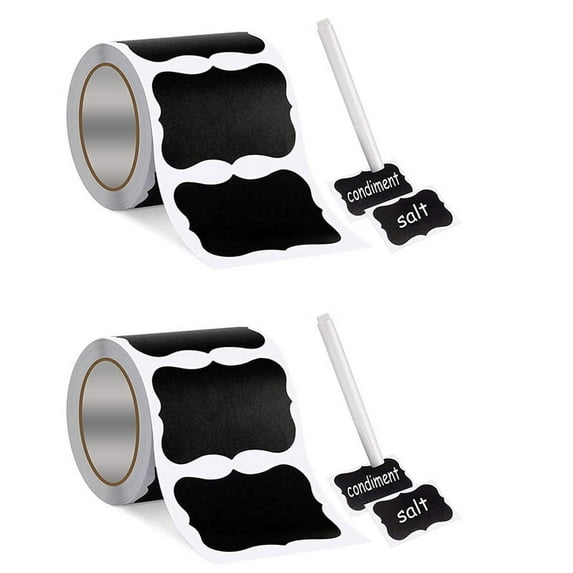 Wavy Shape Chalkboard Labels ,Erasable Reusable Rectangle Blackboard Stickers with 2 Liquid Chalk Pen,300 Pieces