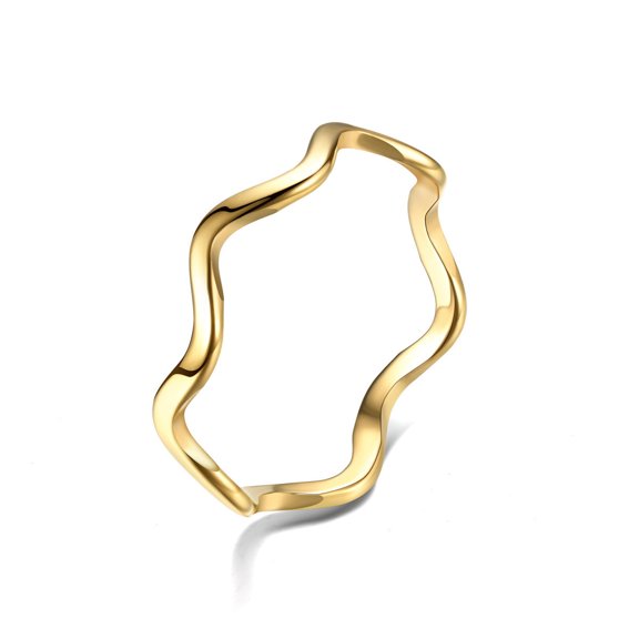 Wavy Stainless Steel Rings for Women, Fresh and Sweet Korean Style, Electroplated Metal Ring