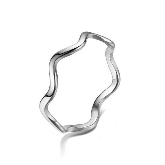 Wavy Stainless Steel Rings for Women, Fresh and Sweet Korean Style, Electroplated Metal Ring