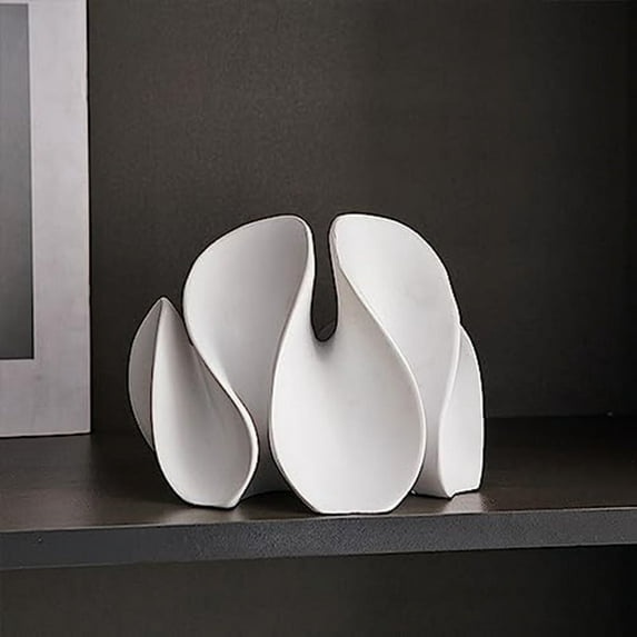 Wavy Statue Resin Abstract Sculpture Minimalist Decoration Ornaments Home Decor for Living Room Bedroom,1 * Decorations,White