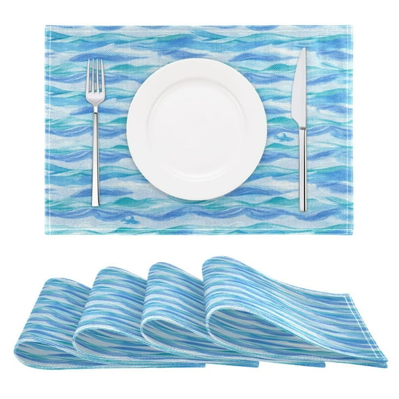 Wavy Stripe Pattern Reversible Placemat Non Slip Coffee Mat 18x12 Inch for Dining, Kitchen, Coffee