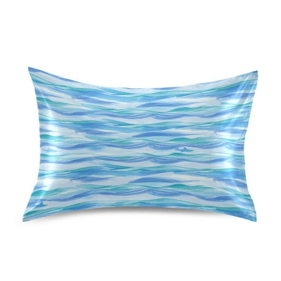 Wavy Stripe Pattern Satin Pillowcase 20''x26'' Double-Sided Print Soft Wrinkle Resistant