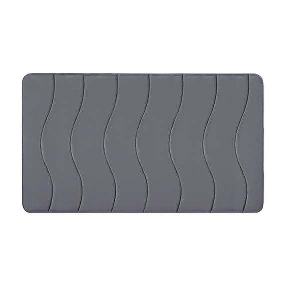 Wavy Striped Bathroom Rug, 15.75 x 23.62 In Velvet Fleece Foam Non Slip Machine Washable Bath Mat, Dark Gray