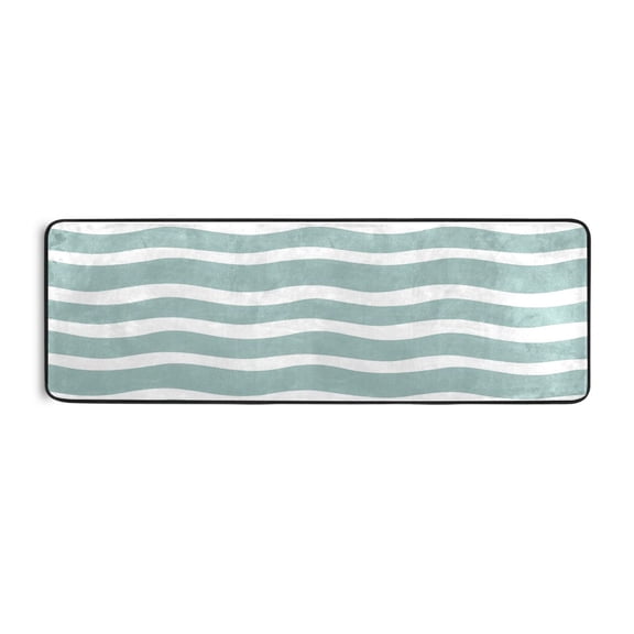 Wavy Stripes 72x24" Runner Rug, Non-Slip Memory Foam Cushion, Anti-Crease for Hallways and Bedrooms