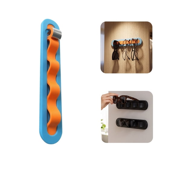 Wavy Sunglasses Hanger Holder Acrylic Organizer Rack with Adhesive Space Saving Display for Glasses and Wall Mounted Eyewear Storage Hook