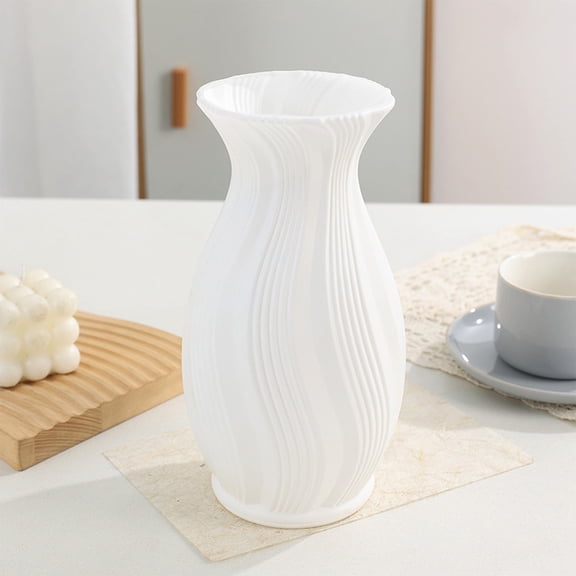 Wavy Textured Plastic Vase – Modern Decorative Vase for Wedding, Dining Table & Bookshelf