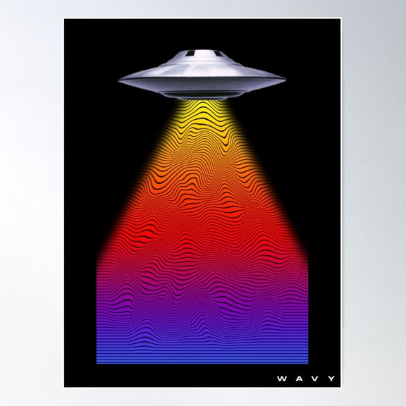 Wavy Ufo Poster Wall Art, Modern Wall Decor For Living Room Bedroom, 8x12 UNFRAMED