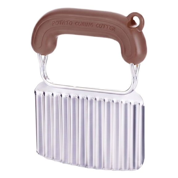 Wavy Vegetable Cutter Chopper Knife, Stainless Steel Crinkle Cutter for Potatoes, Carrots, Cucumbers, Durable Stainless Steel Wave French Fry Slicer for French Fries and Chips, 1Pc(Coffee,5.4x4.7")