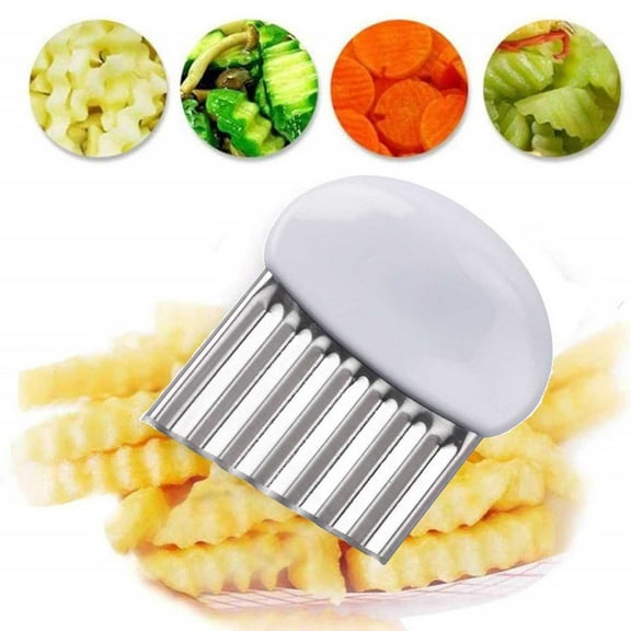 Ywbawe Wavy Vegetable Cutter, Stainless Steel Potato French Fry Slicer Maker with Guard for Home Kitchen, Safe Easy Chip Crinkle Cutter