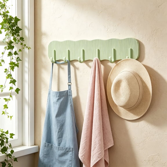 Wavy Vertical Strip Adhesive Hook Strip Heavy Duty Seamless No Nail Hanging Organizer Three Soft Color Options