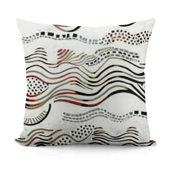 Wavy Whimsical Rainbow Alternating White Stripes Design by Daphne Polselli Throw PillowPink