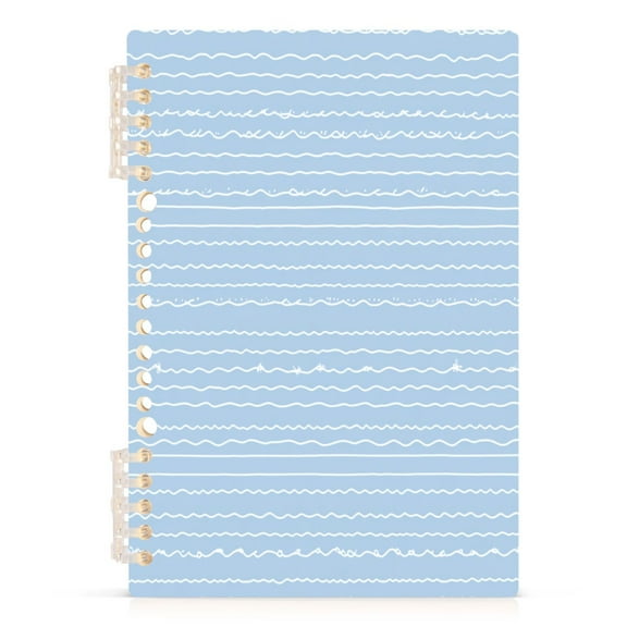 Wavy White Lines Pattern A5 8.3x5.7in PP Notebook, Adjustable Rings, 60 Sheets, Diary or Journey Note