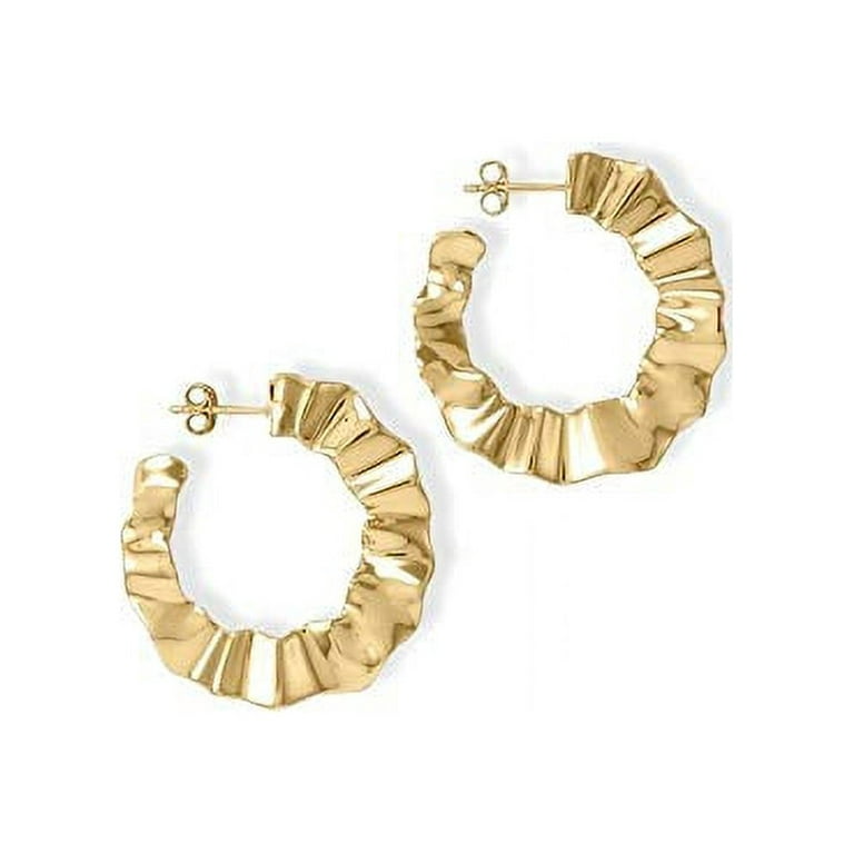 Wavy Wide Hoop Earrings 14k Gold-plated Sterling Silver Wavy Wide Hoop Earrings 14k Gold-plated Sterling Silver