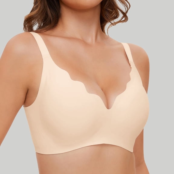 Wavy Wireless V Neck Bras For Women No Underwire Padded Bralettes Adjustable Straps Bra With Bra Extender Low Sports Bra Cup Sports Bra No Show Sports Bra Sports Bras for Women with Support Womens